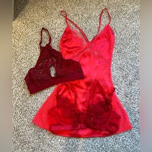 Elegant Red Lace Lingerie Set